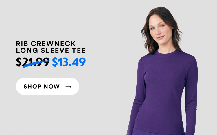 Rib Crewneck Long Sleeve Tee | Starting From $10.95 | Shop Now