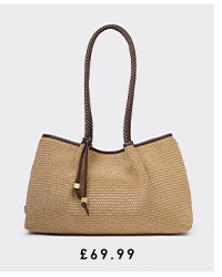 Nova Raffia Small Shoulder Tote in Bitter Chocolate