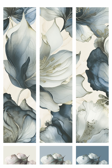 Elysian Floral Wallpaper Blue / Gold World of Wallpaper AF0033