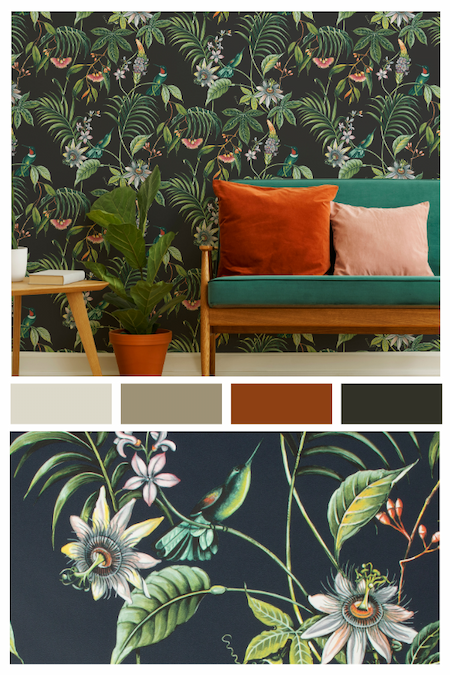 Adilah Floral Wallpaper Dark Super Fresco Easy 106976