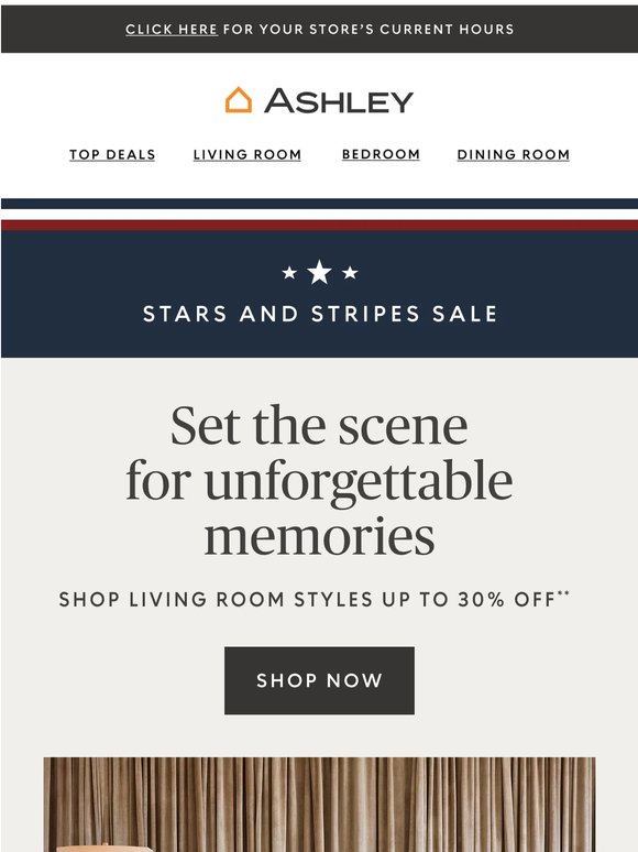 Up to 30% Off Living Room! Stars & Stripes Starts Now