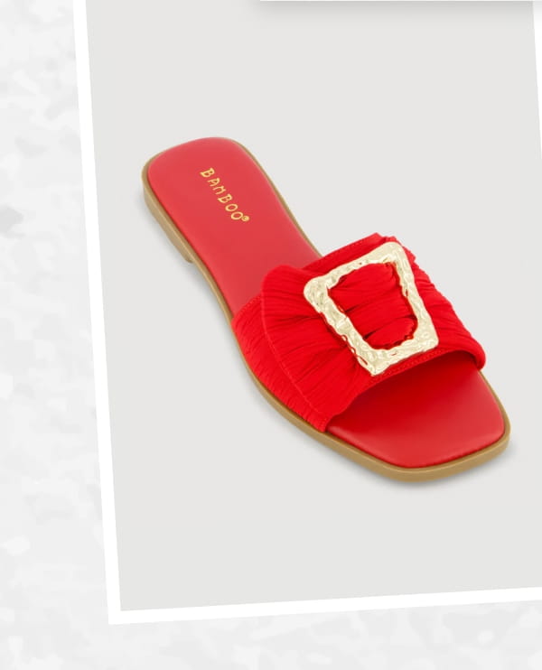 Shop Metallic Buckle Band Slide Sandals