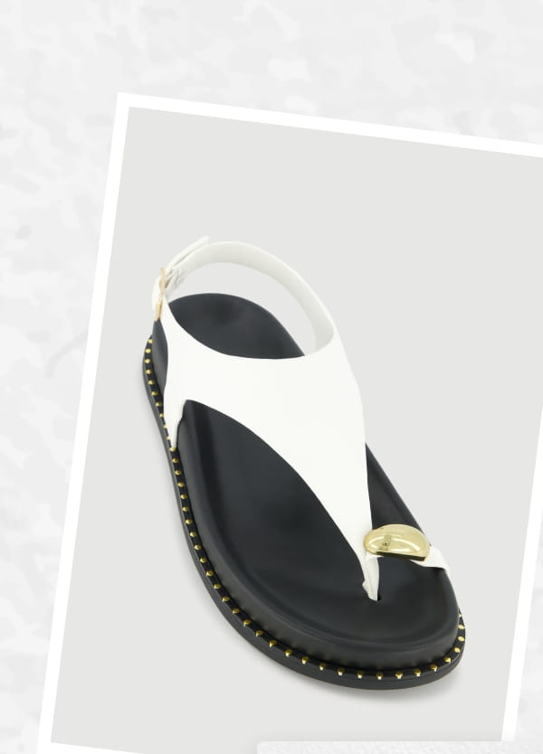 Shop Metallic Toe Loop Ankle Strap Sandals