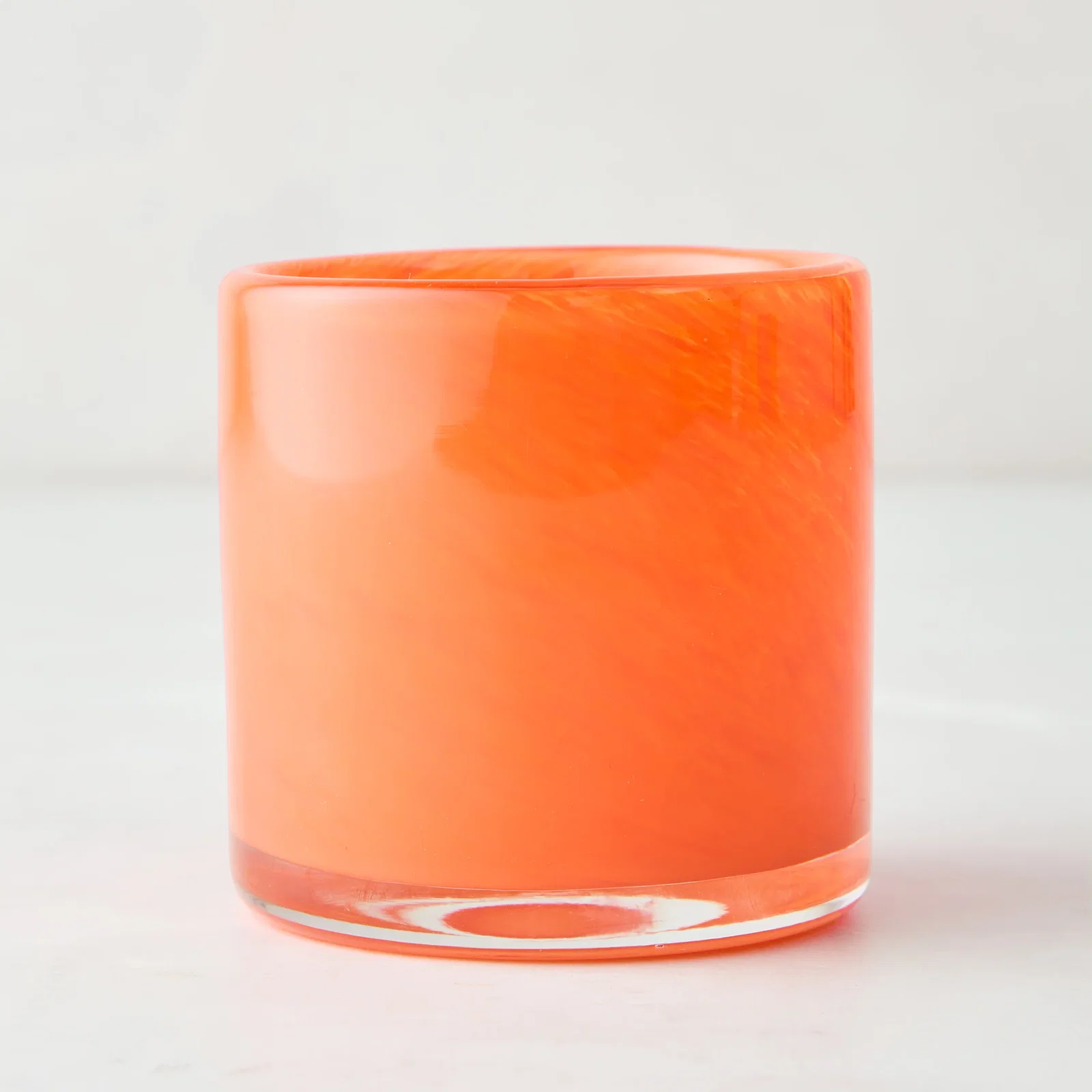 Image of Small Orange Votive Glass Candle Holder