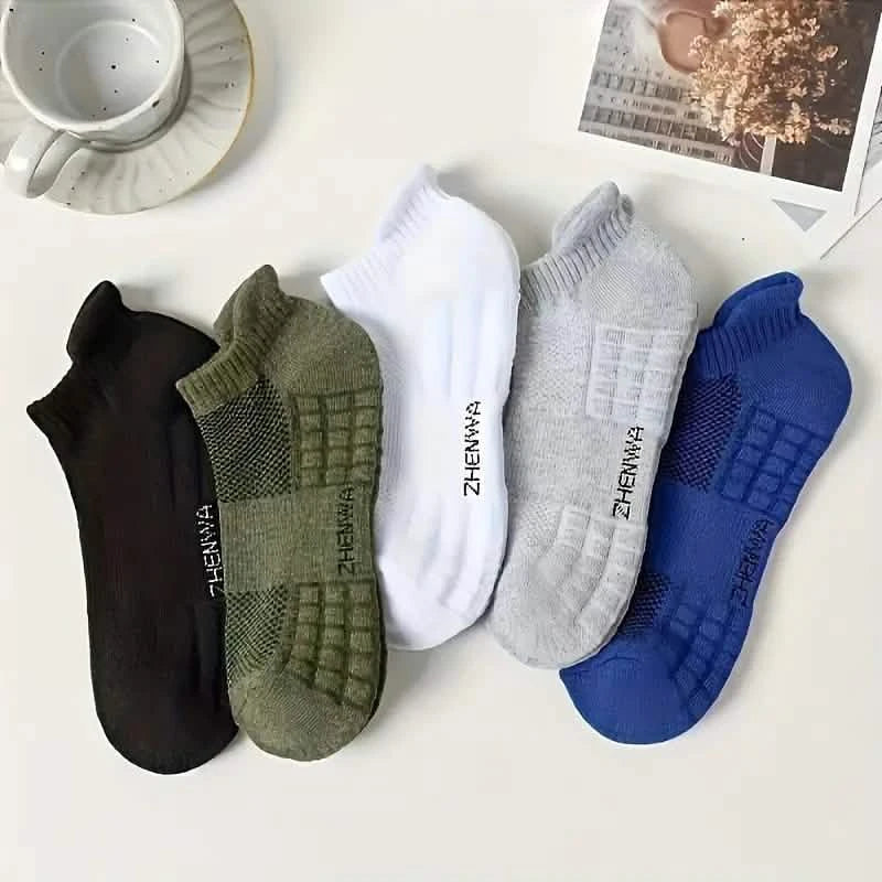 Image of 5-Pairs: Casual Ankle Boat Socks With Towel Bottom