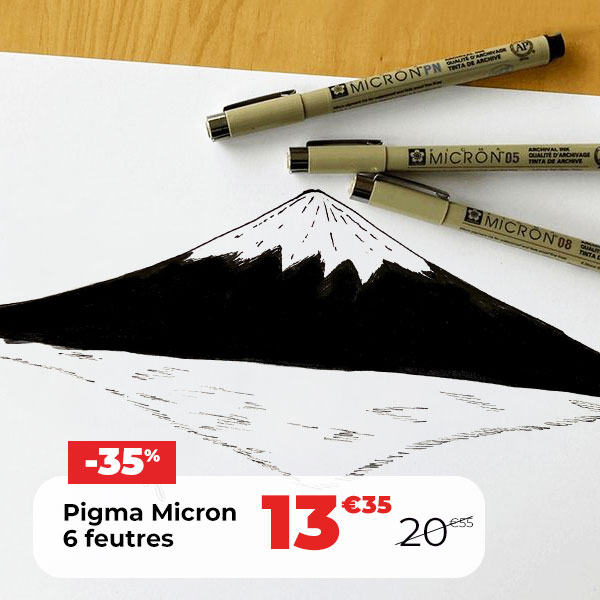 Feutres techniques à pointe calibrée Pigma Micron pochette de 6 tailles - Sakura
