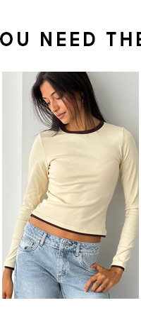 Yellow Long Sleeve Contrast Binding T-shirt