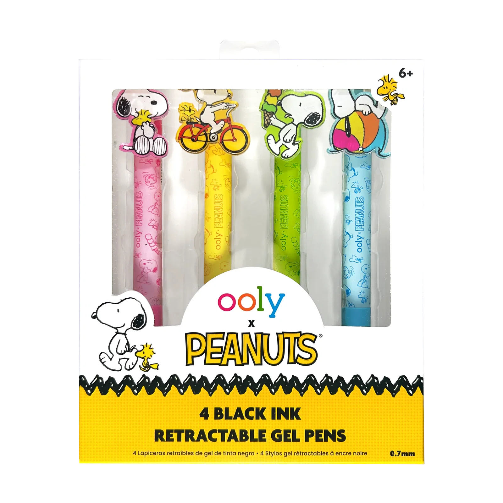 Image of OOLY x Peanuts Black Ink Retractable Gel Pens - Set of 4