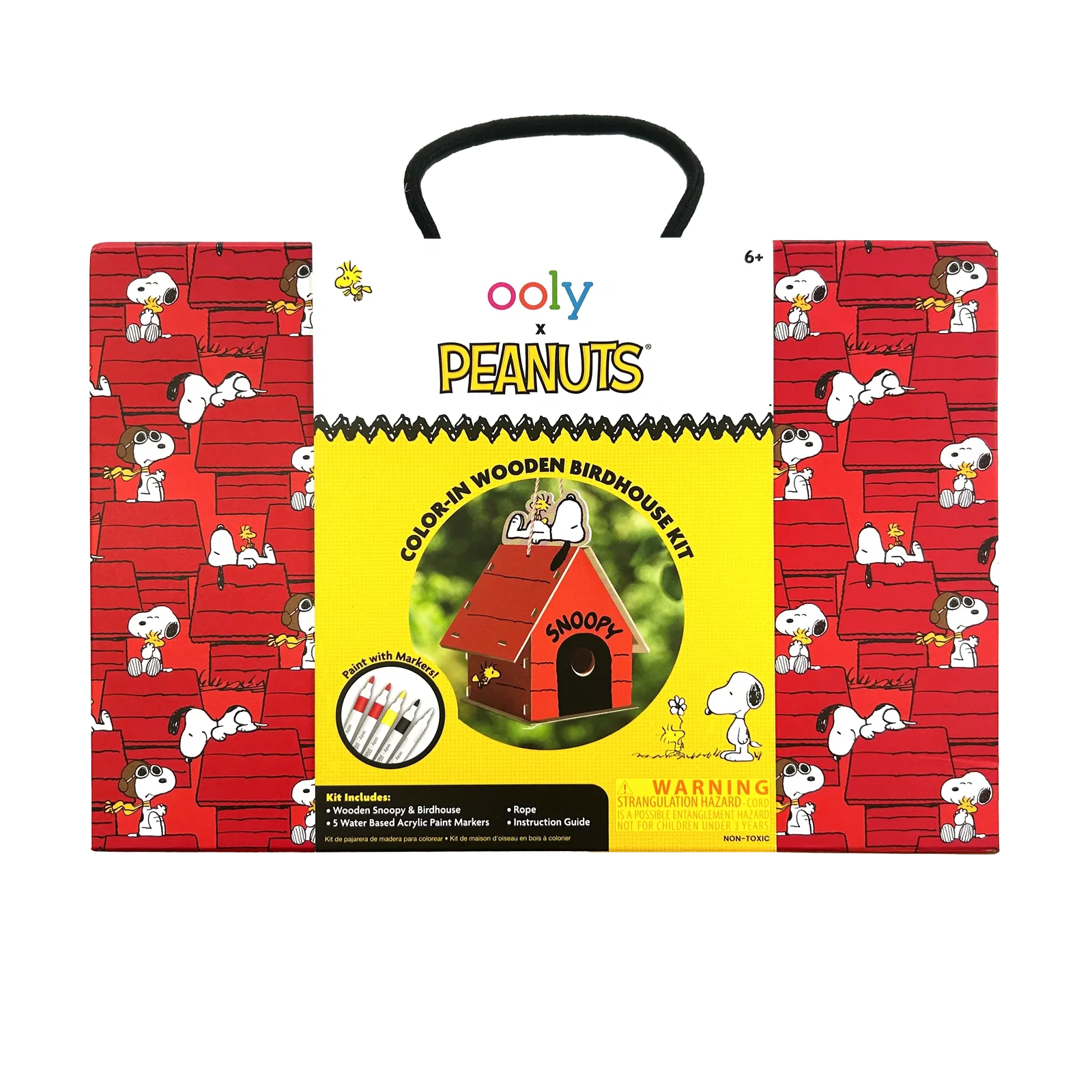 Image of OOLY x Peanuts Color-in Wooden Birdhouse Kit - 5 Paint Markers