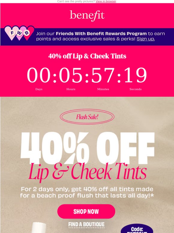 FINAL CALL: 40% OFF BENETINT AND MORE!