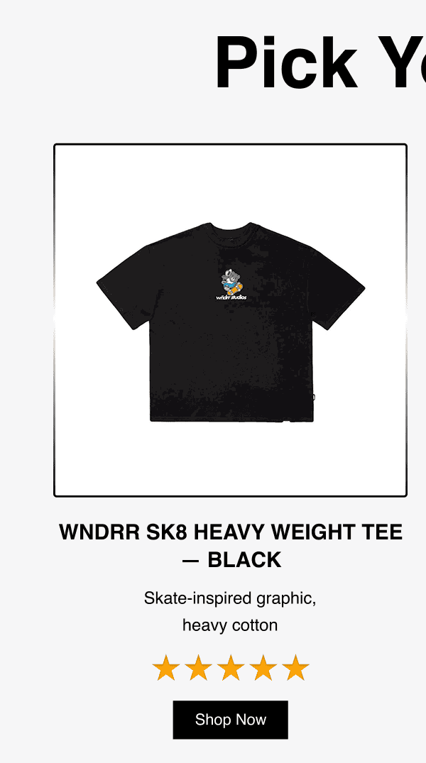 WNDRR Sk8 Heavy Weight Tee - Black