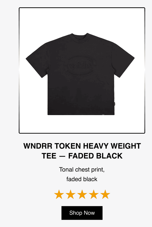 WNDRR Token Heavy Weight Tee - Faded Black