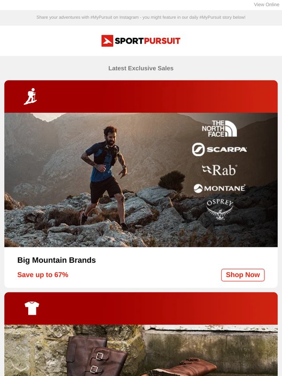 Shop Up to 73% Off: Big Mountain Brands | Casual Boots | Musto | Terra Nova Solar Photon 2 | Perry eHopper - Price Drop