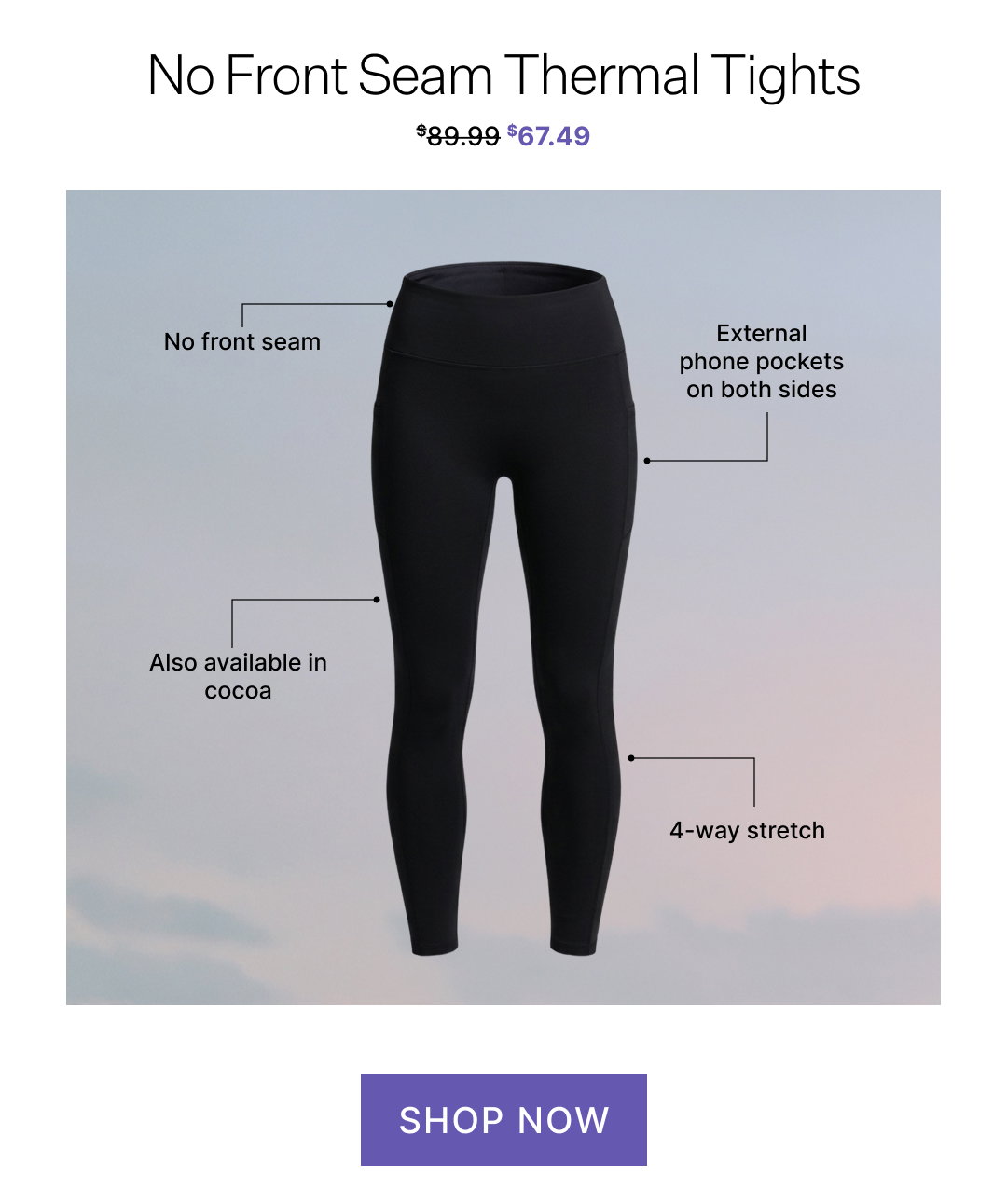 No Front Seam Thermal Full Length Tights