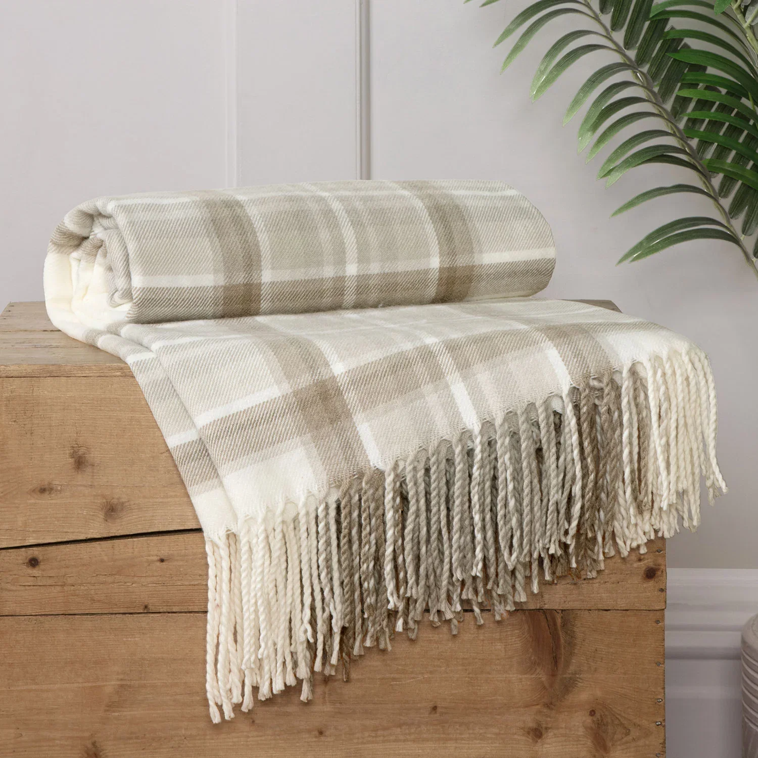 Image of Morris Natural Check Throw (130cm x 150cm)