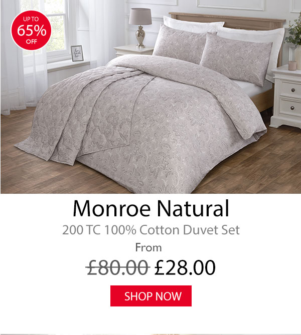 Monroe Natural 200 Thread Count 100% Cotton Duvet Set