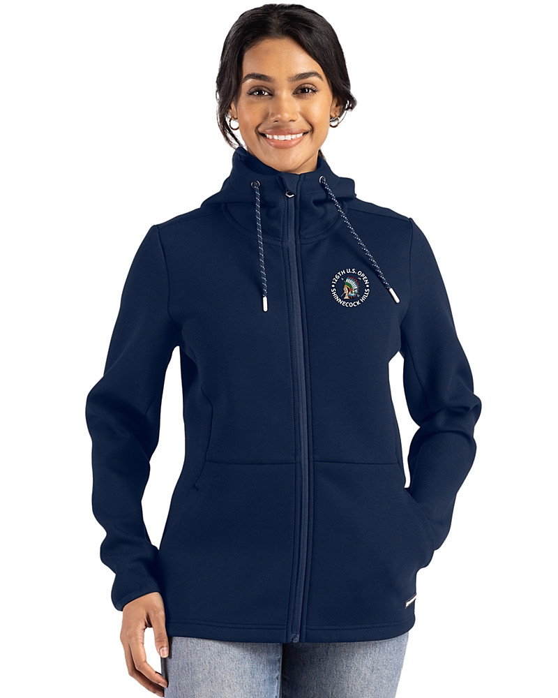 Image of 2026 U.S. Open Cutter & Buck Roam Recycled Buttery-Soft Knit Womens Full Zip Hooded Jacket