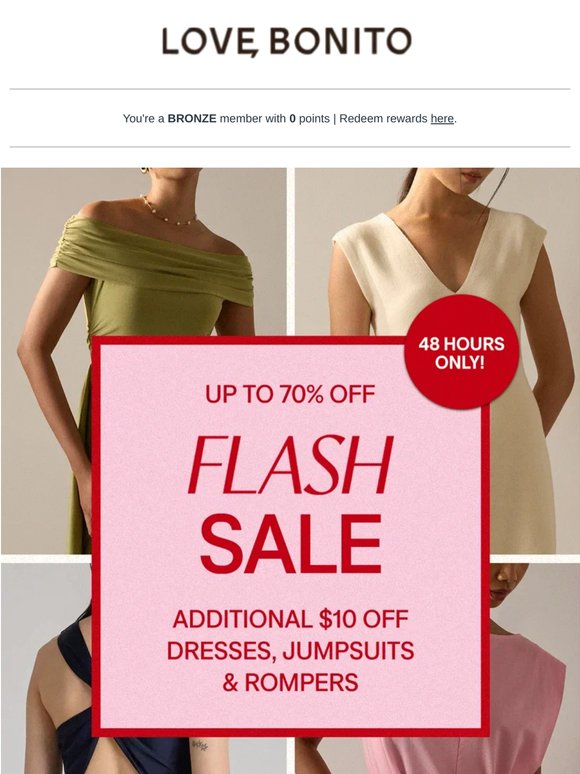 ⚡ EXTRA $10 OFF: Dresses, Jumpsuits & Rompers ⚡