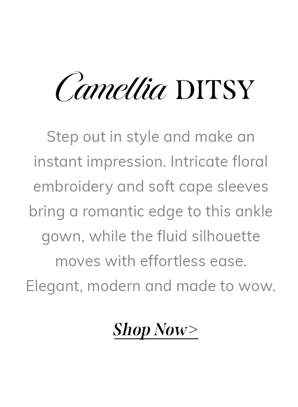 Camellia Ditsy Cape Sleeve Ankle Gown