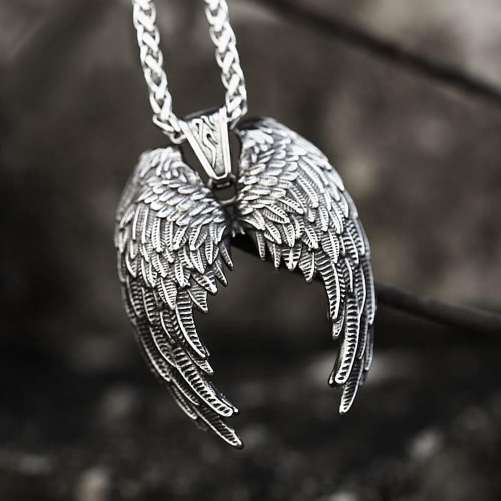 Image of Vintage Angel Wings Stainless Steel Pendant