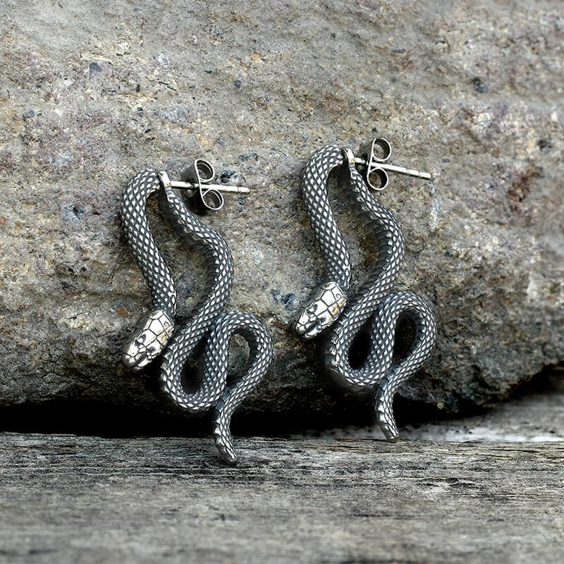 Image of Coiled Snake Stainless Steel Earrings