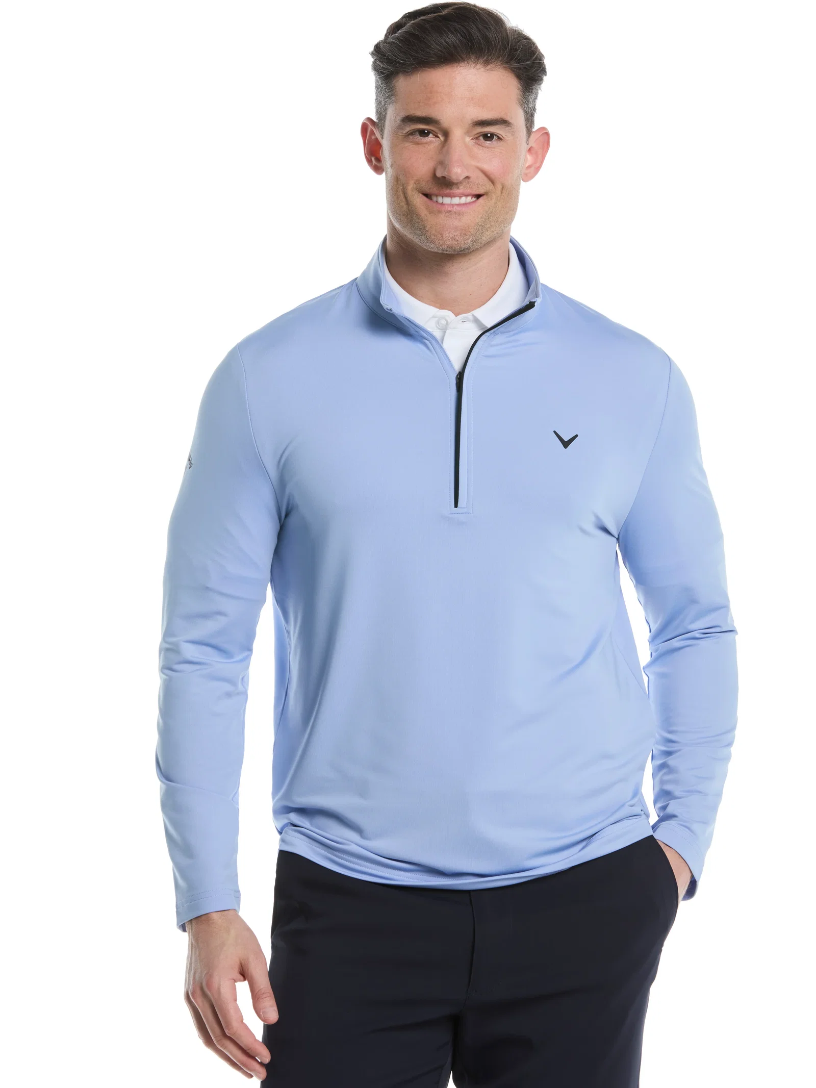 Image of Mens Solid Sun Protection Quarter Zip Golf Pullover