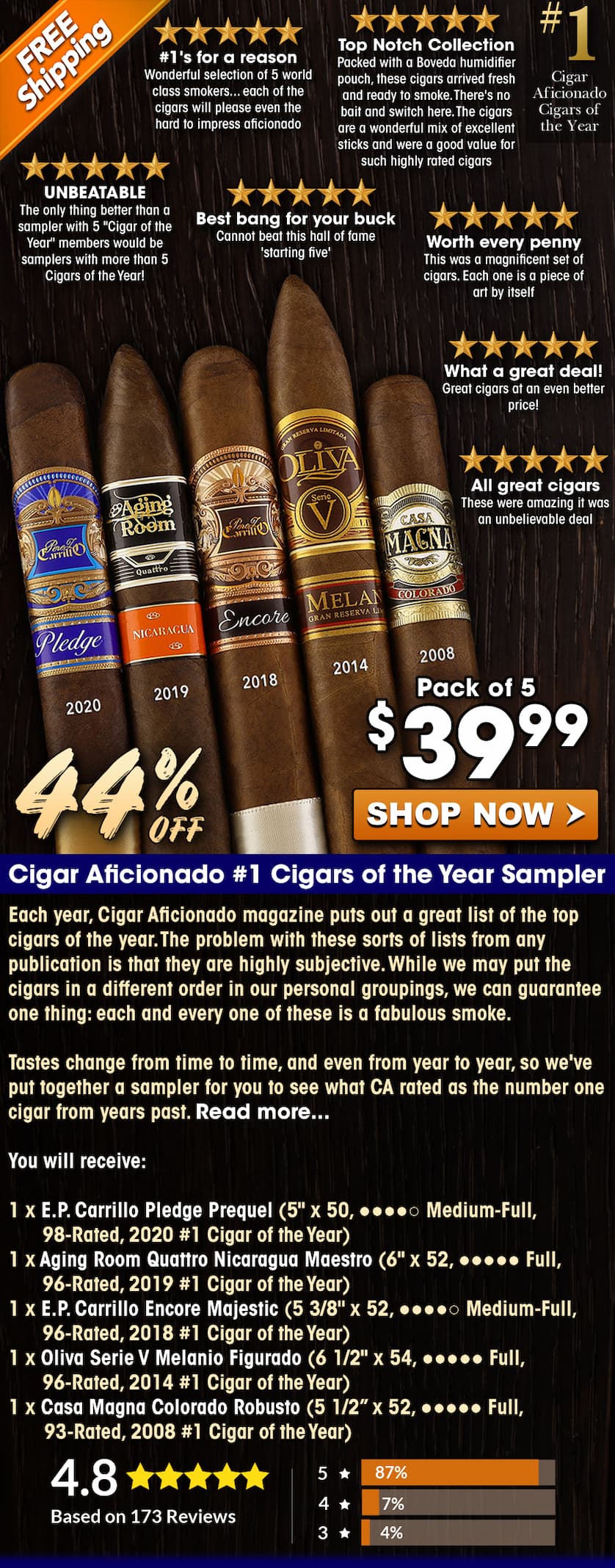 Cigar Aficionado #1 Cigars of the Year Sampler