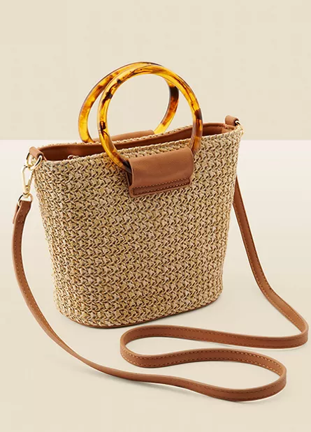 Sosandar Raffia Tortoise Bag