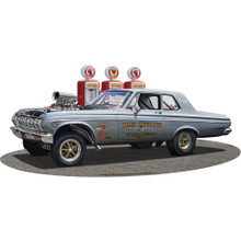 1964 Plymouth Gasser Cutout Sign by Larry Grossman  Metal Sign by Reedyville Goods
