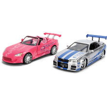 BRIAN's Nissan Skyline GT-R & SUKI's Honda S2000 Fast & Furious Twin Pack 1:24 Scale Diecast Model Car by Jada Toys
