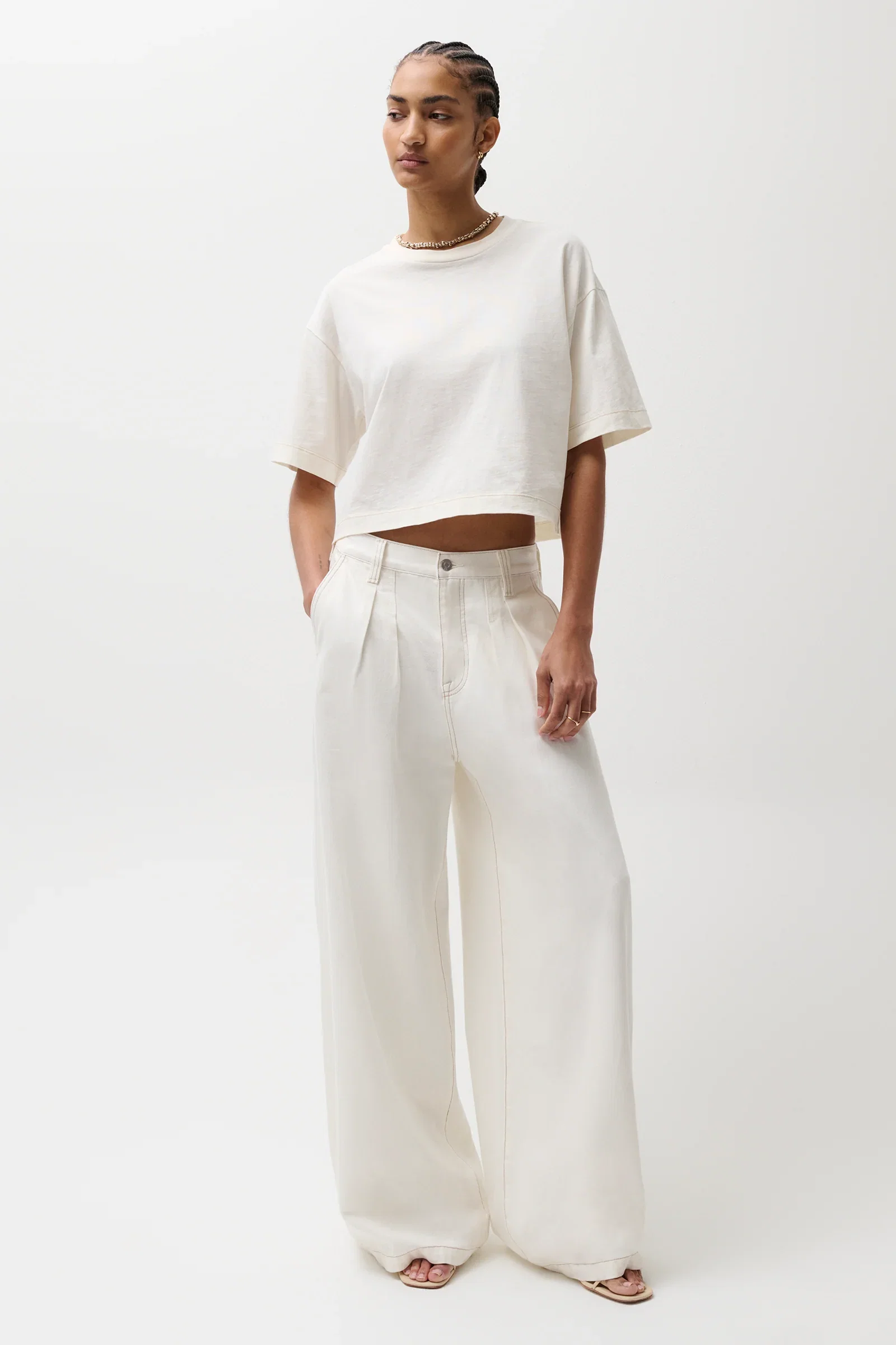 Image of Delphine Pleated Wide - Off White