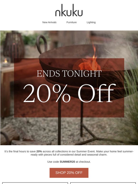 20% Off Ends Tonight