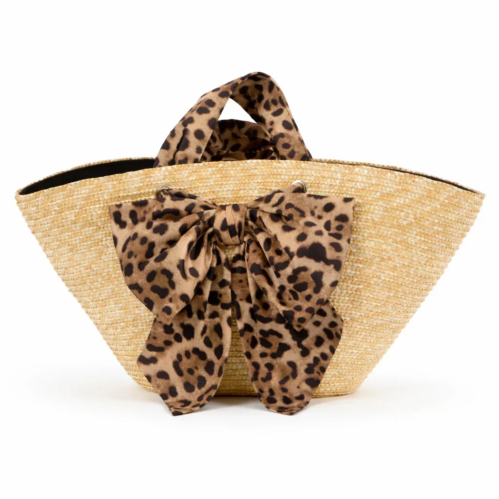 Image of Carlotta Natural Straw Tote Leopard