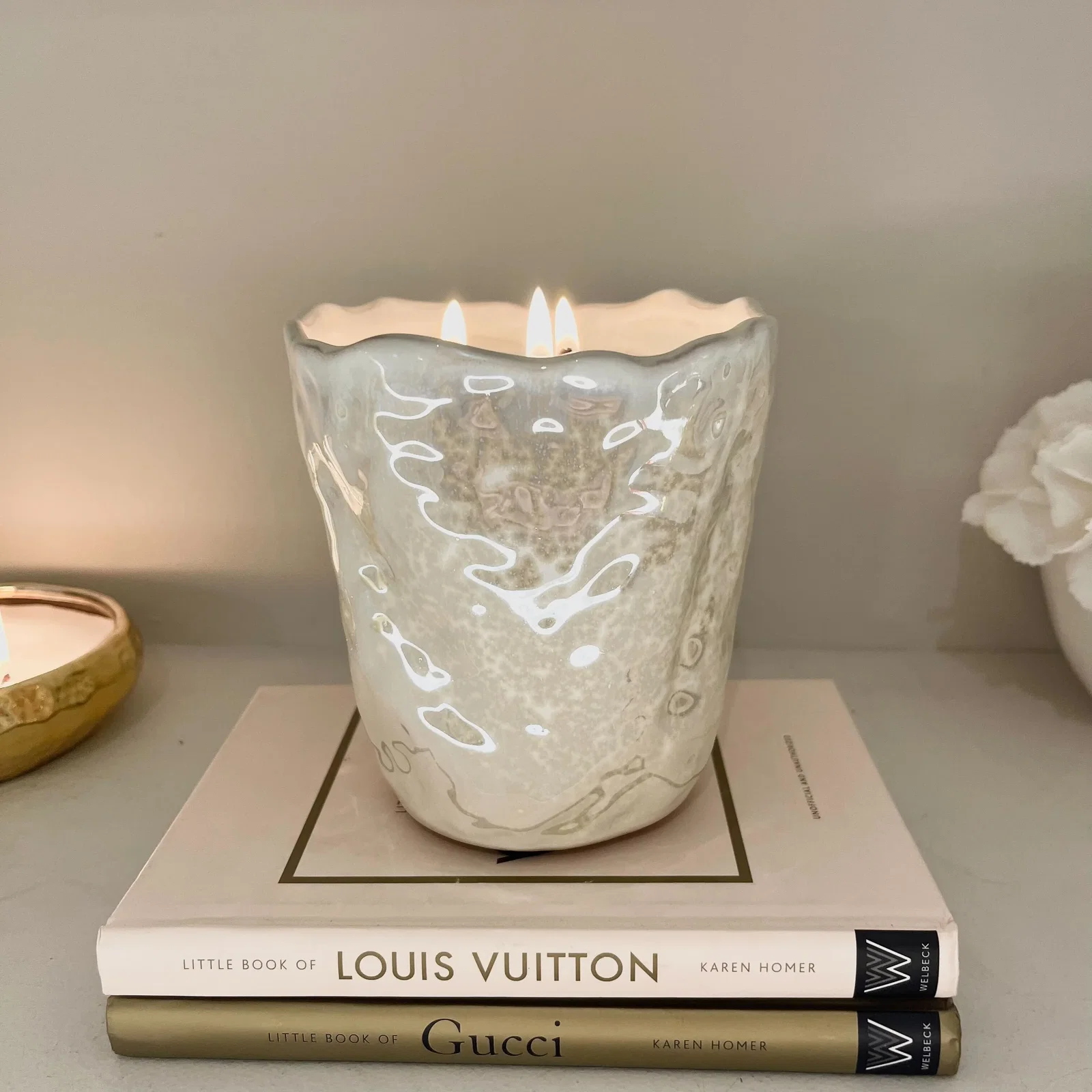Laguna Cream Pearlescent Decorative Candle