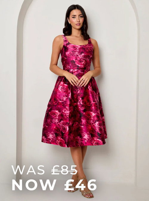 Chi Chi London Sleeveless Floral Fit and Flare Midi Dress in Purple