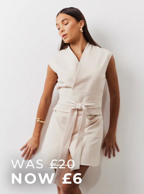 Structured Pocket Detail Belted Mini Dress