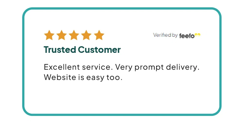 "Excellent service. Very prompt delivery. Website is easy too."