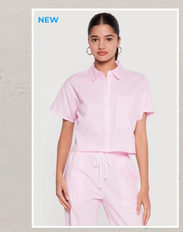 Shop Pinstripe Short Sleeve Button Front Shirt