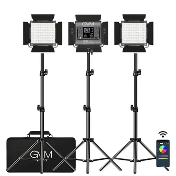 GVM-800D-II 40W Bi-color and RGB Video Panel Light(3-Light Kit)