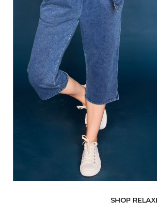 Relaxed Restyled Denim French Terry Pull on Capri