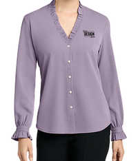 Image of Brooks Brothers Women’s Long Sleeve Ruffle Collar Satin Blouse