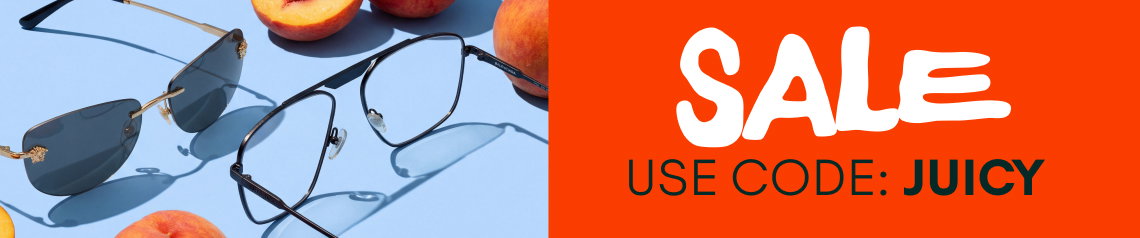 Banner featuring a selection of sale items with code JUICY