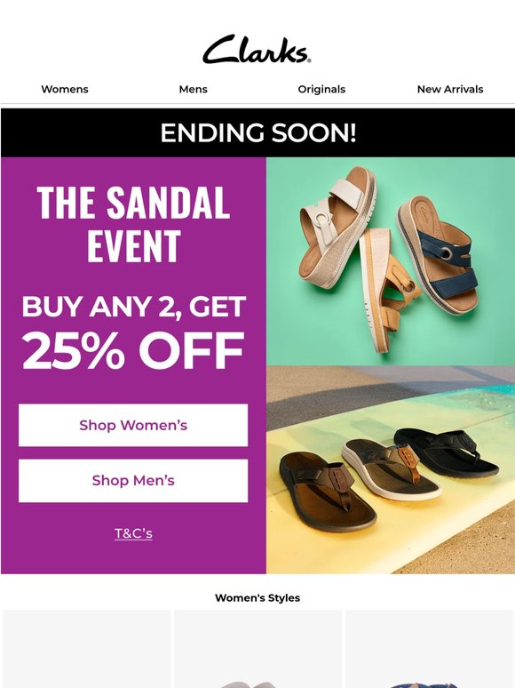 Ending Soon: Buy Any 2 Sandals, Get 25% Off