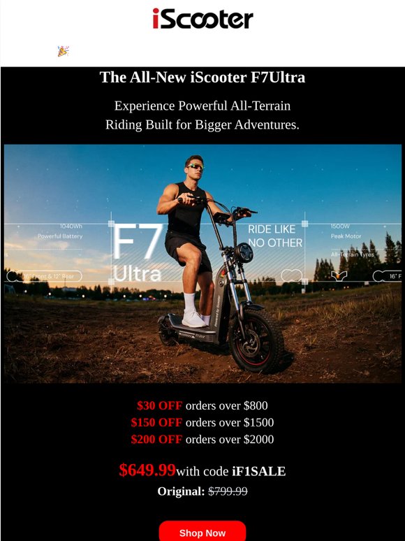 ⚡Save $150 OFF the All-New iScooter F7Ultra
