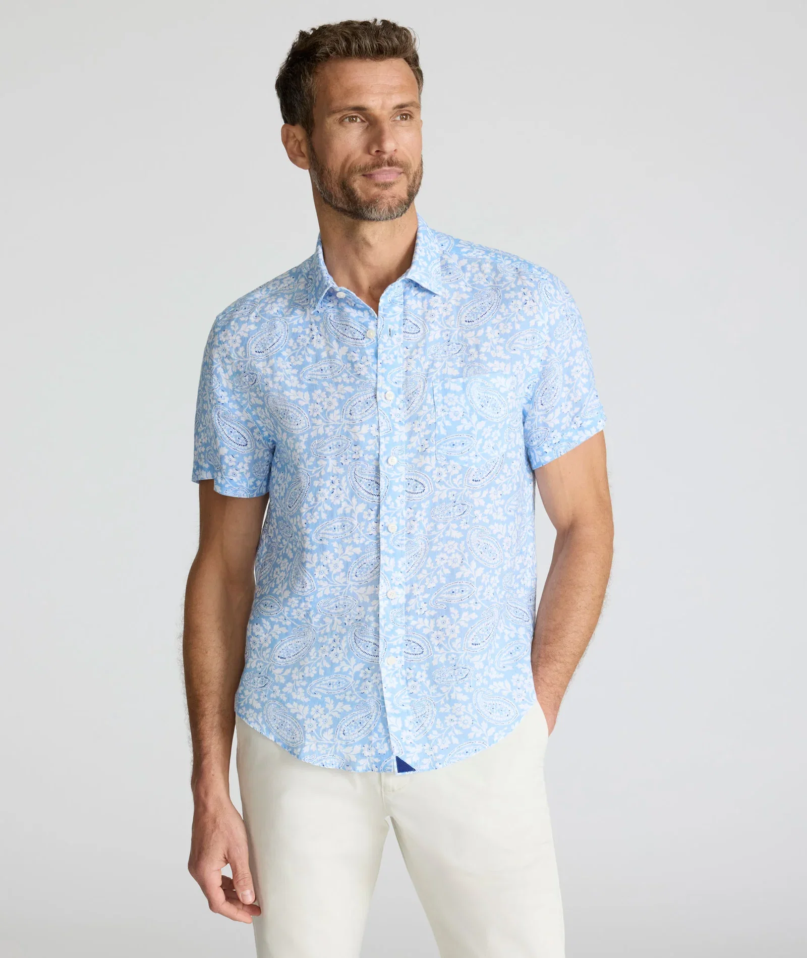 Image of Linen Short-Sleeve Turner Shirt