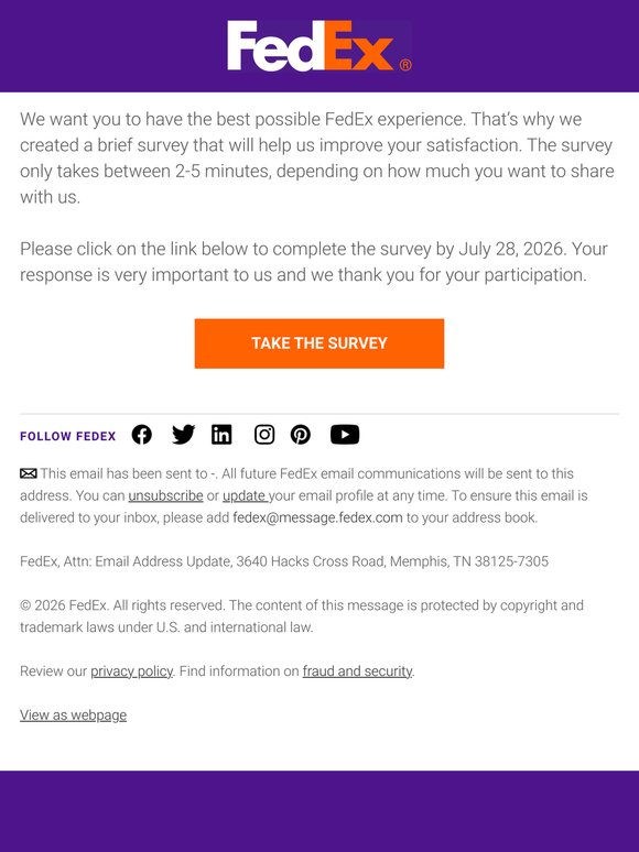FedEx Values Your Feedback