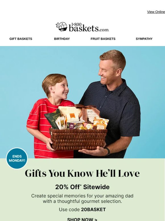 Celebrate Dad's big day with 20% off gifts.