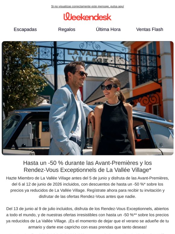 Hasta un -50 %* sobre los precios ya reducidos de La Vallée Village, París