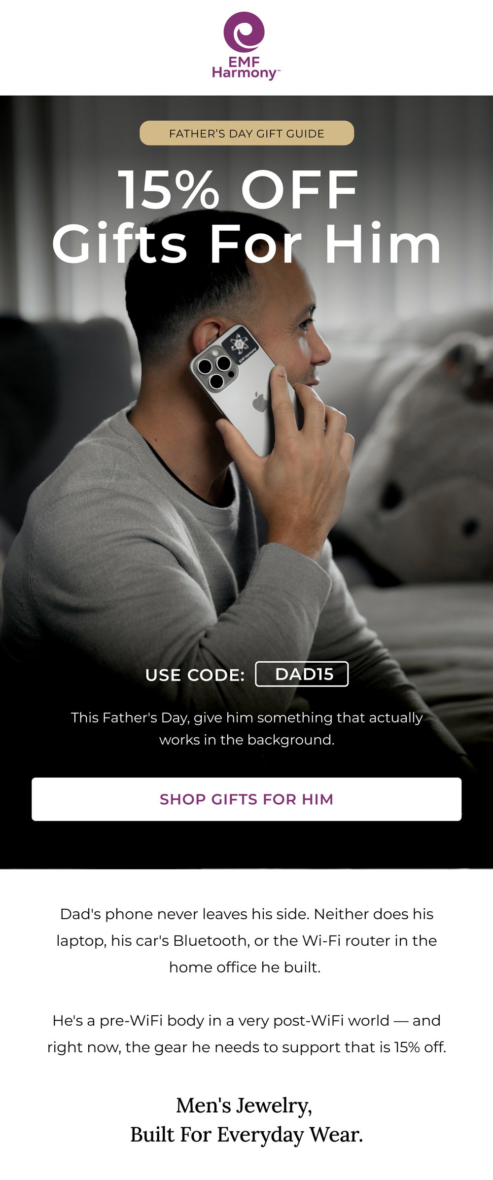 Father's Day Sale — 15% off men's EMF protection