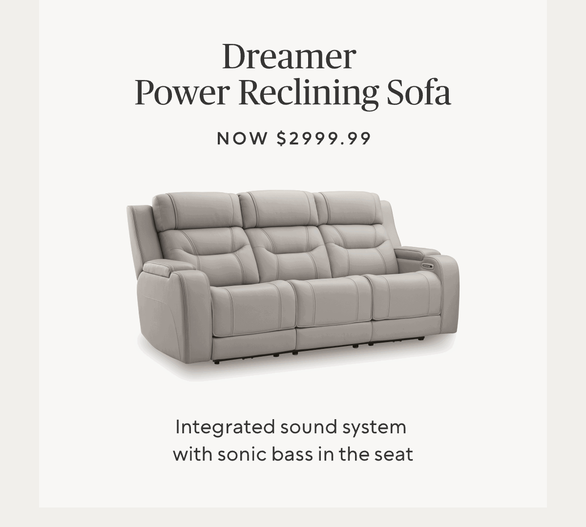 Dreamer Dual Power Leather Reclining Sofa with Audio Seating